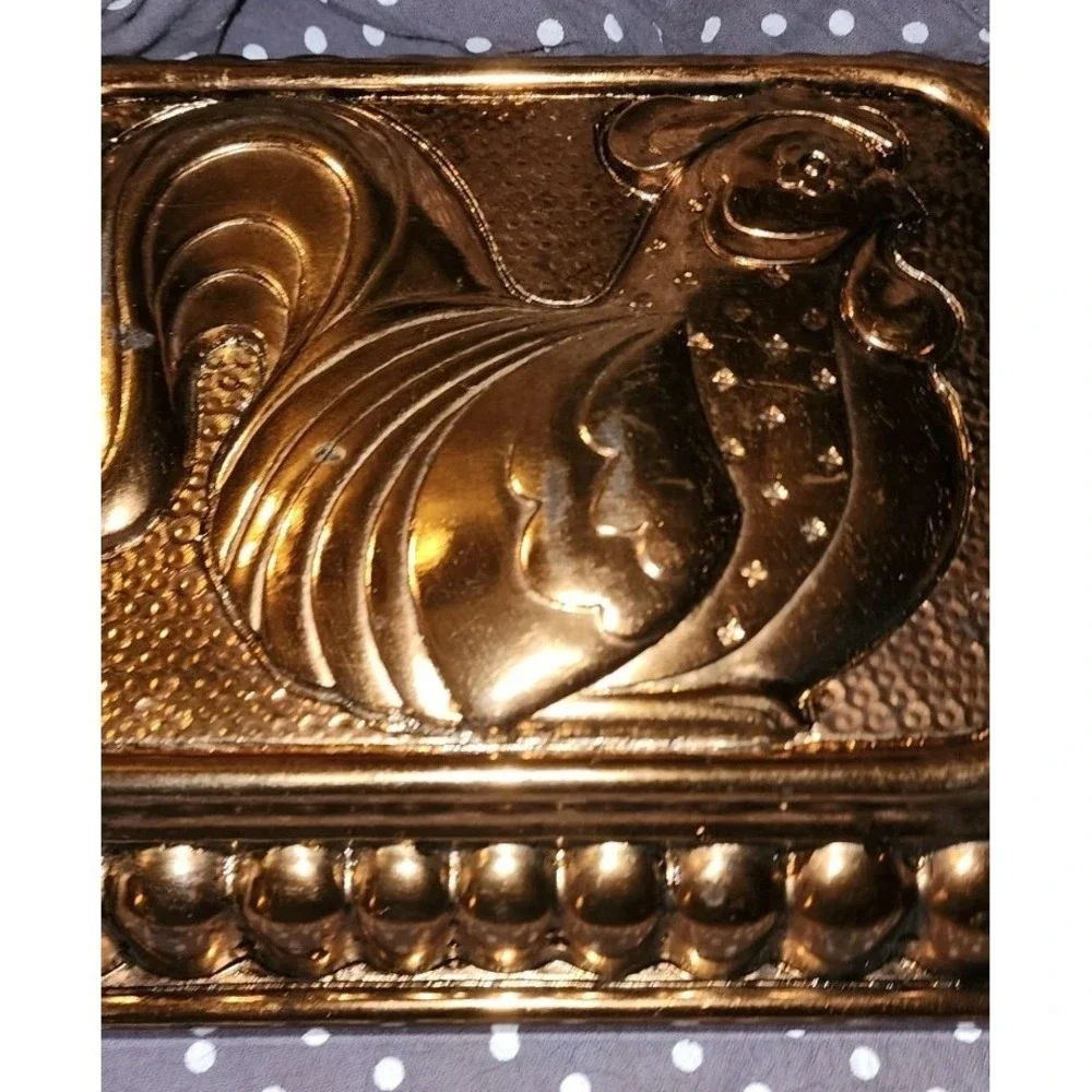Vintage 1983 HOMCO Rooster Mold Faux Copper Wall Hanging Grannycore Farm